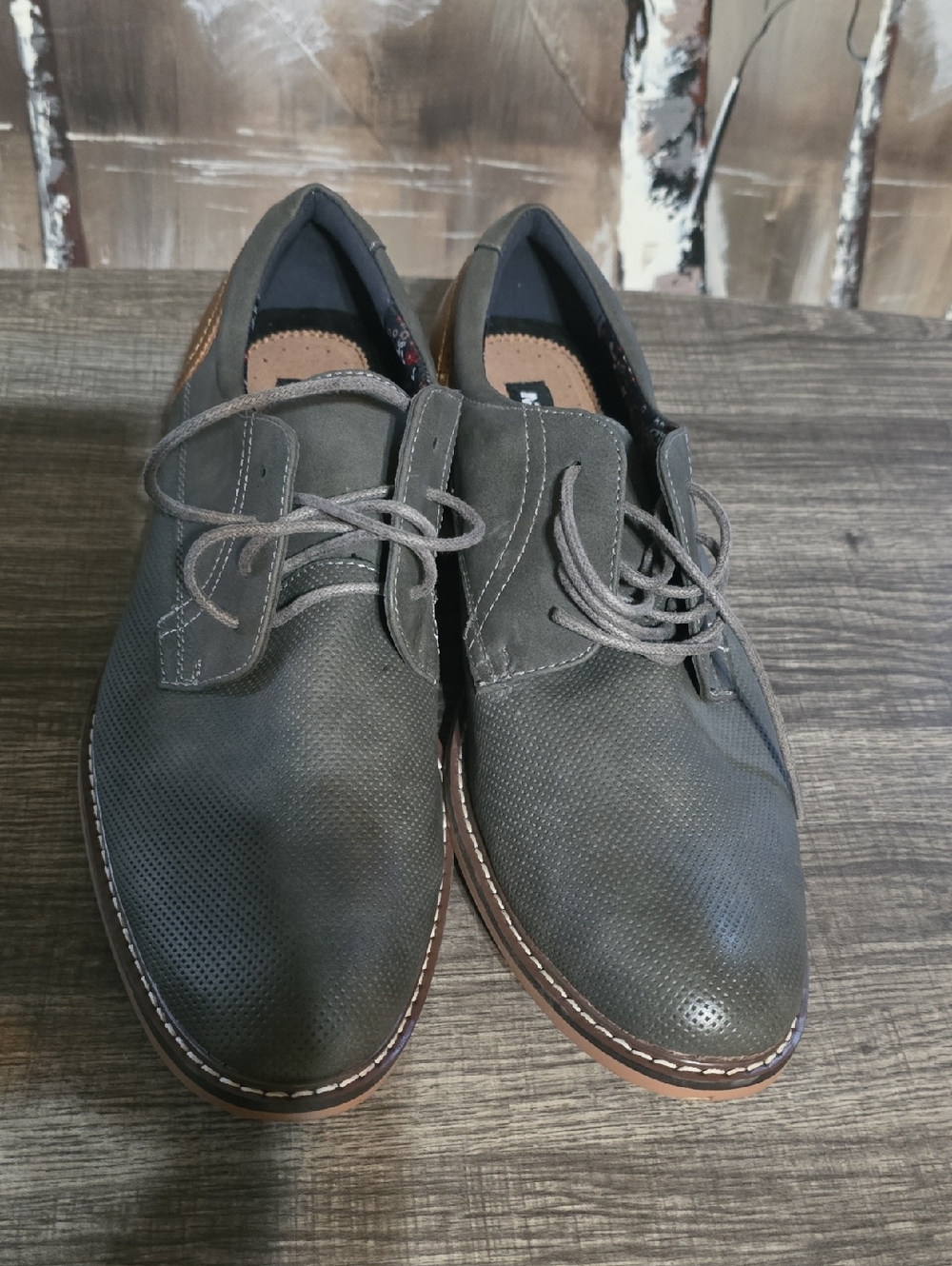 BB Dakota by Steve Madden Men's Gray Perforated Derby Oxfords